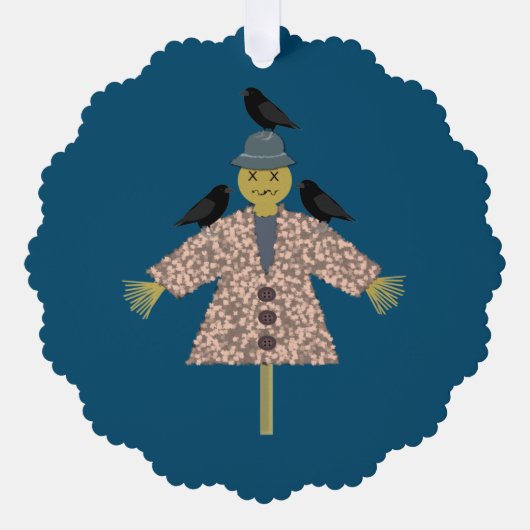 Halloween Straw Scarecrow en Ravens Custom Ornament Kaart (Voorkant)