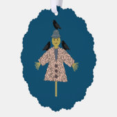 Halloween Straw Scarecrow en Ravens Custom Ornament Kaart (Links)