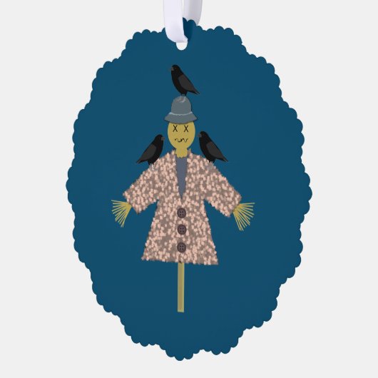 Halloween Straw Scarecrow en Ravens Custom Ornament Kaart (Links)