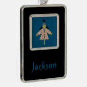 Halloween Straw Scarecrow en Ravens Custom Verzilverd Omlijst Ornament (Rechts)