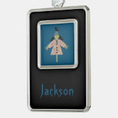 Halloween Straw Scarecrow en Ravens Custom Verzilverd Omlijst Ornament (Links)