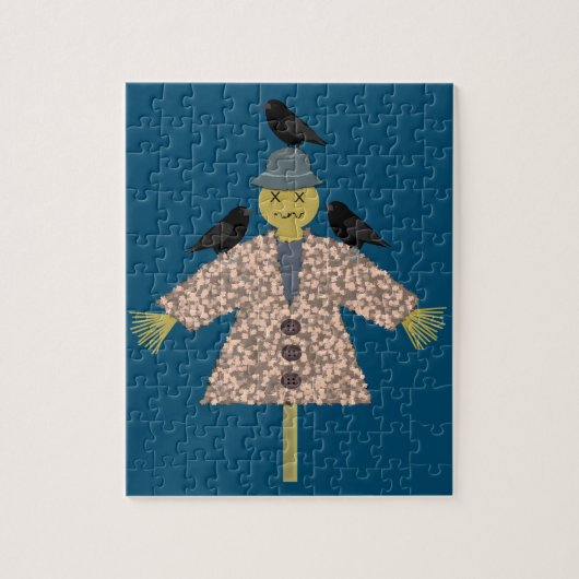 Halloween Straw Scarecrow en Ravens Legpuzzel (Verticaal)