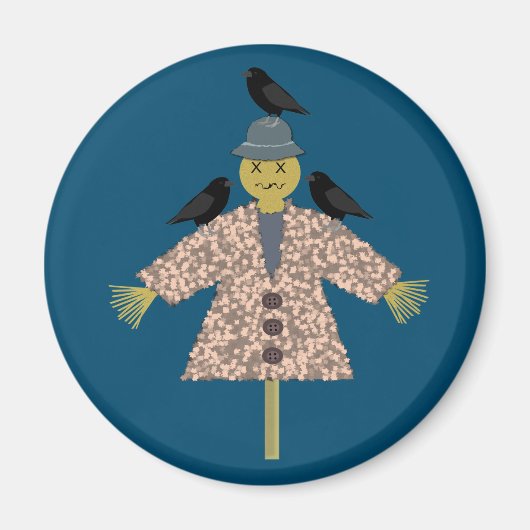 Halloween Straw Scarecrow en Ravens Magneet (Voorkant)