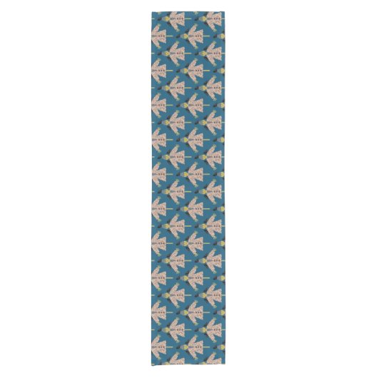 Halloween Straw Scarecrow en Ravens Patterned Korte Tafelloper (Voorkant)