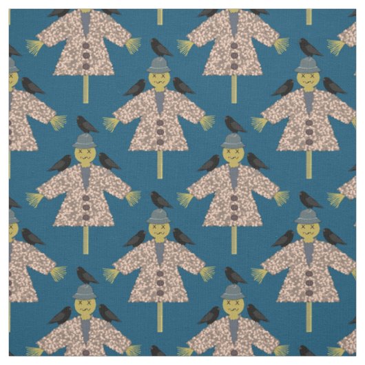 Halloween Straw Scarecrow en Ravens Patterned Stof (Swatch)