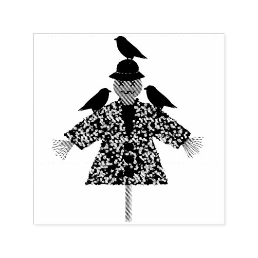 Halloween Straw Scarecrow en Ravens Zelfinktende Stempel (Design)