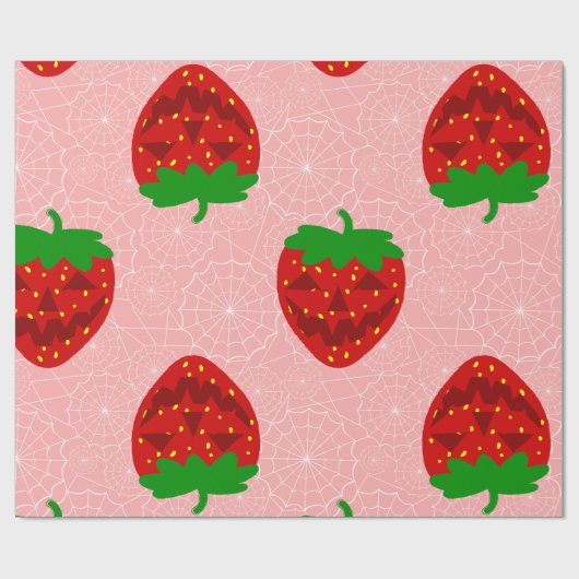 Halloween Strawberry Rockabilly Pink Spiderweb Cadeaupapier (Vlak)