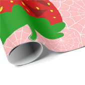 Halloween Strawberry Rockabilly Pink Spiderweb Cadeaupapier (Rol Hoek)