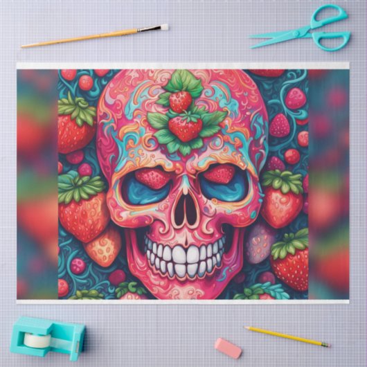 Halloween Strawberry Skull Decoupage Papier (Craft)