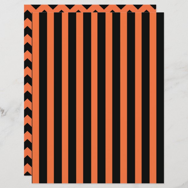Halloween streep en chevron plakboek papier (Voorkant / Achterkant)