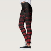 Halloween Streep zwart en rood Glitter Leggings (Links)