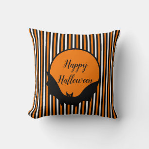 Halloween Strepen en Vleermuis Worp Kussen