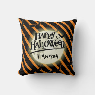 Halloween Strepen en Vleermuizen Kussen