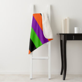 Halloween Strepen in Klassieke Kleuren Sherpa Deken