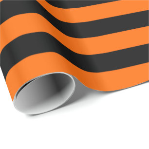 Halloween Strepen in Oranje en Zwart Cadeaupapier