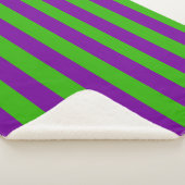 Halloween strepen in Paarse en groene kleuren Sherpa Deken (3/4)