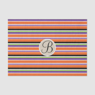 Halloween Strepen Kraft Monogram Letter Initiaal Tissuepapier
