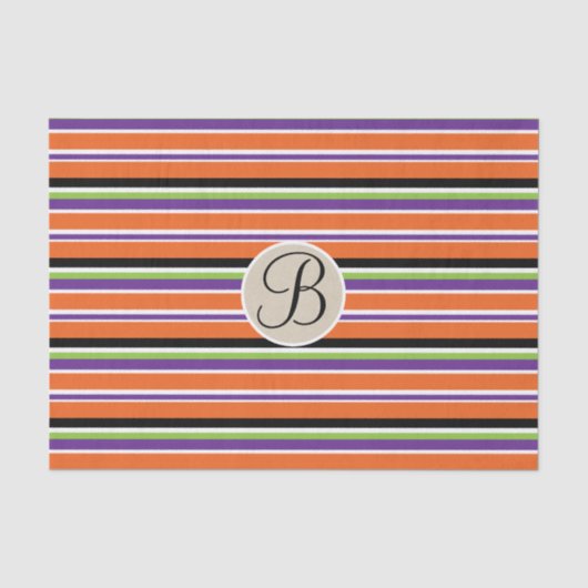 Halloween Strepen Kraft Monogram Letter Initiaal Tissuepapier (Voorkant)