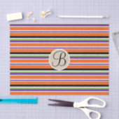 Halloween Strepen Kraft Monogram Letter Initiaal Tissuepapier (Craft)