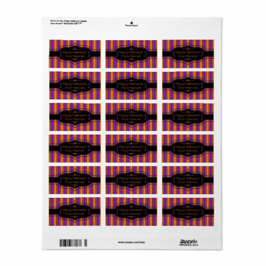 Halloween strepen ook etiket (Full Sheet)