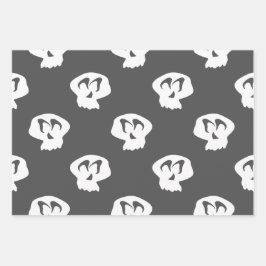 Halloween strepen, visgraat en schedels inpakpapier vel