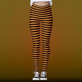 Halloween Striped Black & Oranje Leggings