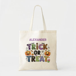 Halloween Stripes en Polka Dots Trick or treat Tote Bag