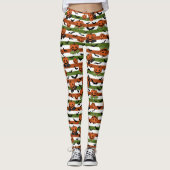 Halloween Stripes gesneden pompoenen patroon Leggings (Voorkant)