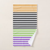Halloween Stripes Paarse Groen Zwart Sinaasappel Bad Handdoek (Handdoek)