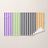 Halloween Stripes Paarse Groen Zwart Sinaasappel Bad Handdoek (Handdoek)