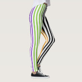 Halloween Stripes Paarse Groen Zwart Sinaasappel Leggings (Rechts)