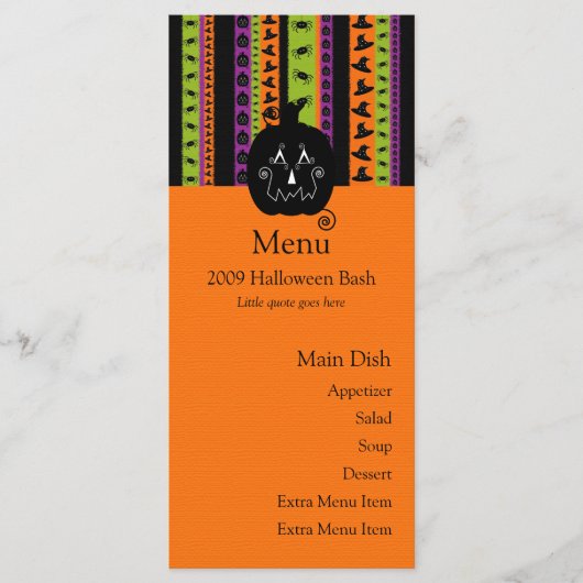Halloween Stripes Pumpkin-menukaart Menu (Voorkant)