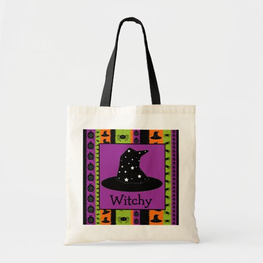 Halloween Stripes Witch Pet Bag Tote Bag (Voorkant)