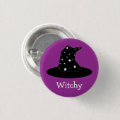 Halloween Stripes Witch Pet Button (Voorkant /achterkant)