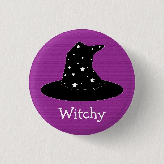 Halloween Stripes Witch Pet Button (Voorkant)