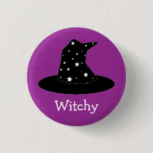 Halloween Stripes Witch Pet Button