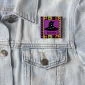 Halloween Stripes Witch Pet Button (In situ)