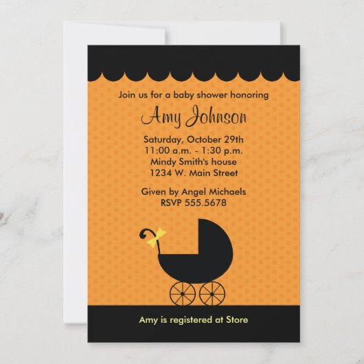 Halloween Stroller Baby Shower Invitaties Kaart (Voorkant)