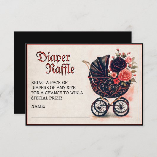 Halloween Stroller Diaper Raffle Baby Shower Informatiekaartje (Voorkant / Achterkant)