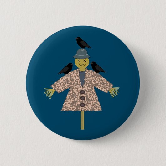 Halloween Strooien Vogelverschrikker en Ravens Ronde Button 5,7 Cm (Voorkant)