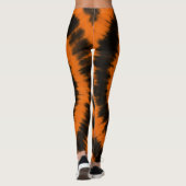 Halloween Stropdas-Dye Sinaasappel & Zwart Spiraal Leggings (Achterkant)