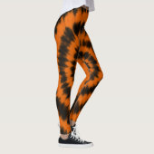 Halloween Stropdas-Dye Sinaasappel & Zwart Spiraal Leggings (Rechts)
