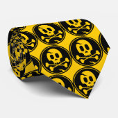 Halloween Stropdas - Geel Stropdas met schedels (Opgerold)
