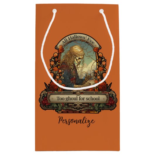 Halloween Student Skelet Grappig Quote Personalise Klein Cadeauzakje (Achterkant)