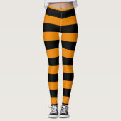 Halloween Style Oranje en zwart gestreept Leggings (Voorkant)