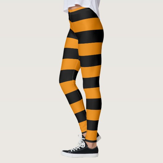 Halloween Style Oranje en zwart gestreept Leggings (Links)