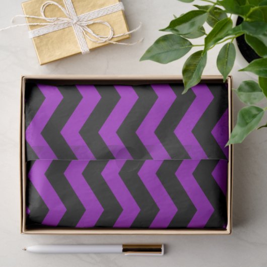 Halloween Style | Paarse zwarte Chevron Stripes Tissuepapier (Geschenk)
