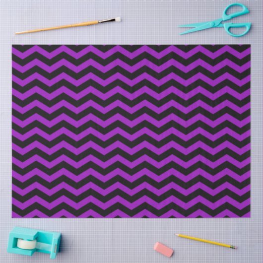 Halloween Style | Paarse zwarte Chevron Stripes Tissuepapier (Craft)