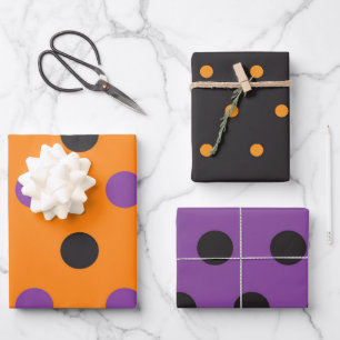 Halloween Style Polka Dot Paars Black Oranje Fun Inpakpapier Vel