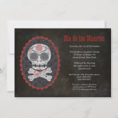 Halloween Sugar Skull Day of the Dead Party Invite Kaart (Voorkant)